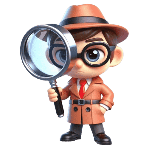 A detective man holding magnifying glass