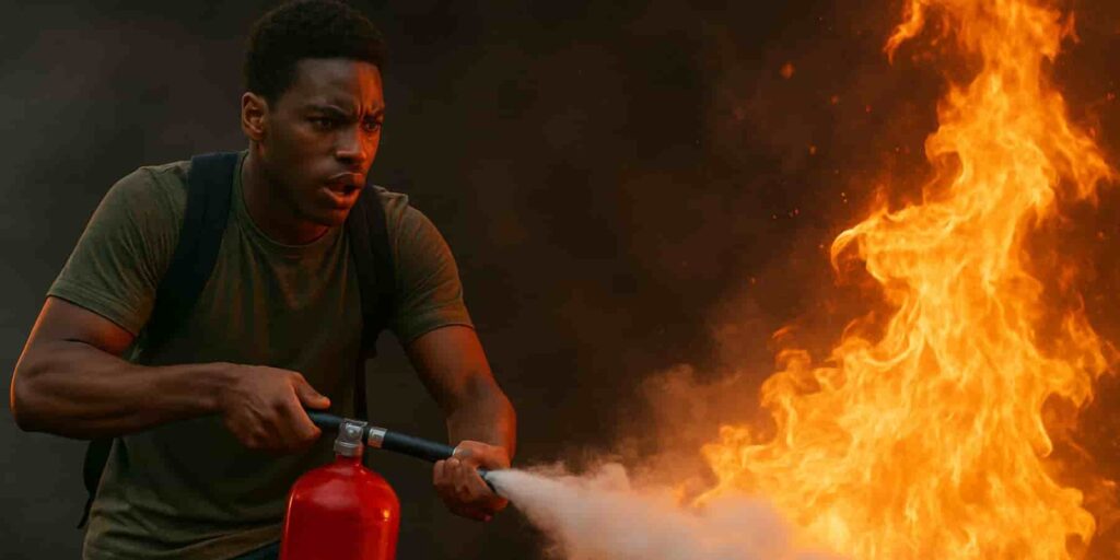 Extinguishing a strong fire